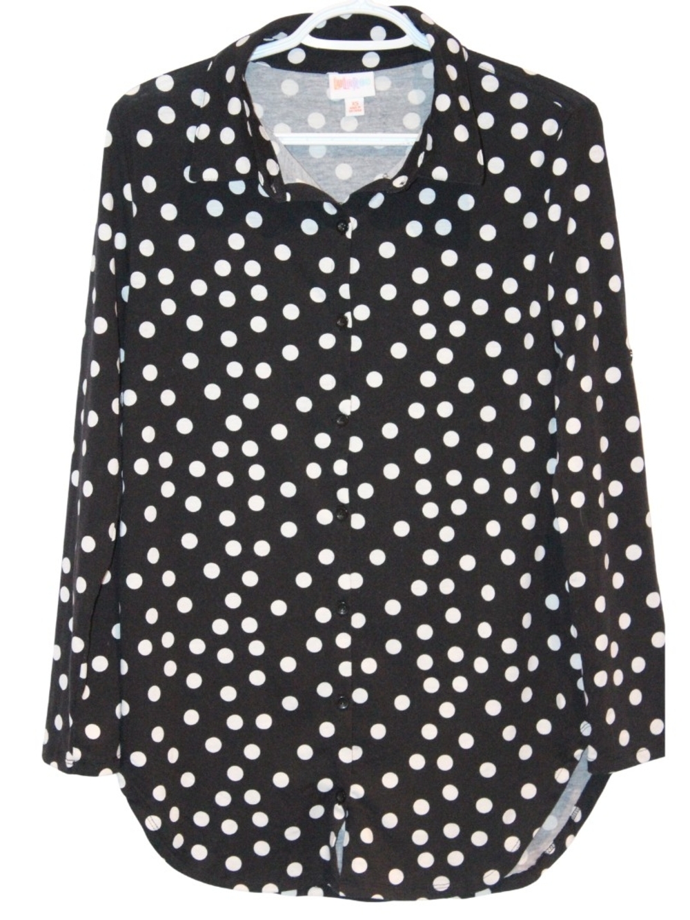 Lularoe Black and White Polka Dot Valentina Shirt Size XS